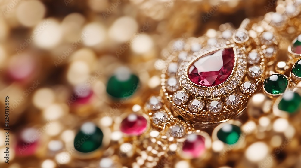 Luxurious Close-Up of a Vibrant Piece of Jewelry Featuring Rich Stones and Intricate Detailing : Generative AI Luxurious Close-Up of a Vibrant Piece of Jewelry Featuring Rich Stones and Intricate Detailing : Generative AI