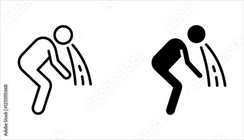 Vomit icon set. Indigestion feel sick and Vomiting on white background