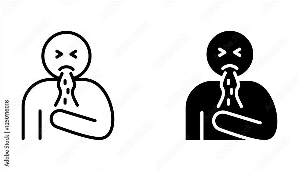 Vomit icon set. Indigestion feel sick and Vomiting on white background Vomit icon set. Indigestion feel sick and Vomiting on white background