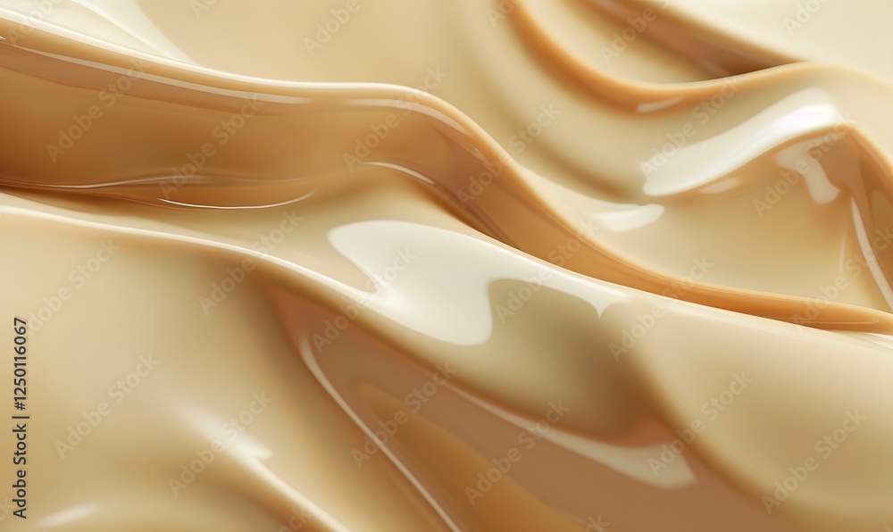 Fototapeta premium Beige Liquid Makeup Foundation with Glossy Texture and Smooth Surface Abstract Background