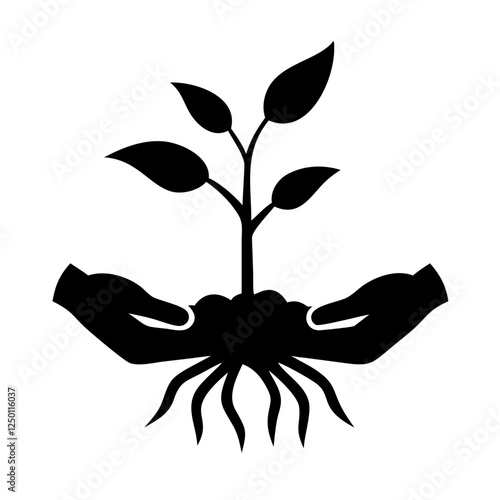 ector icon of hand with plant seeds, Plant seeds, Floating or falling leaves icon