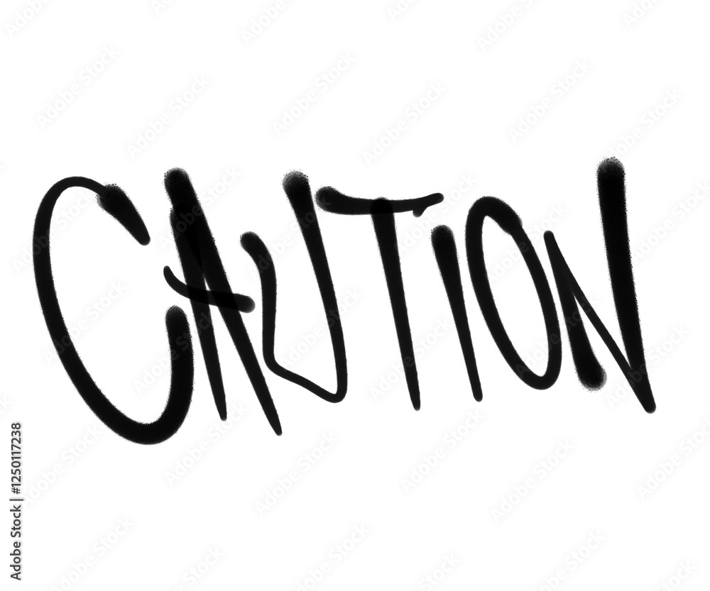 caution sign in sprayed graffiti letters isolated style caution sign in sprayed graffiti letters isolated style