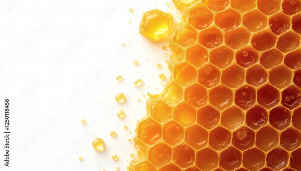 Golden Honeycomb Texture with Natural Honey Droplets Golden Honeycomb Texture with Natural Honey Droplets