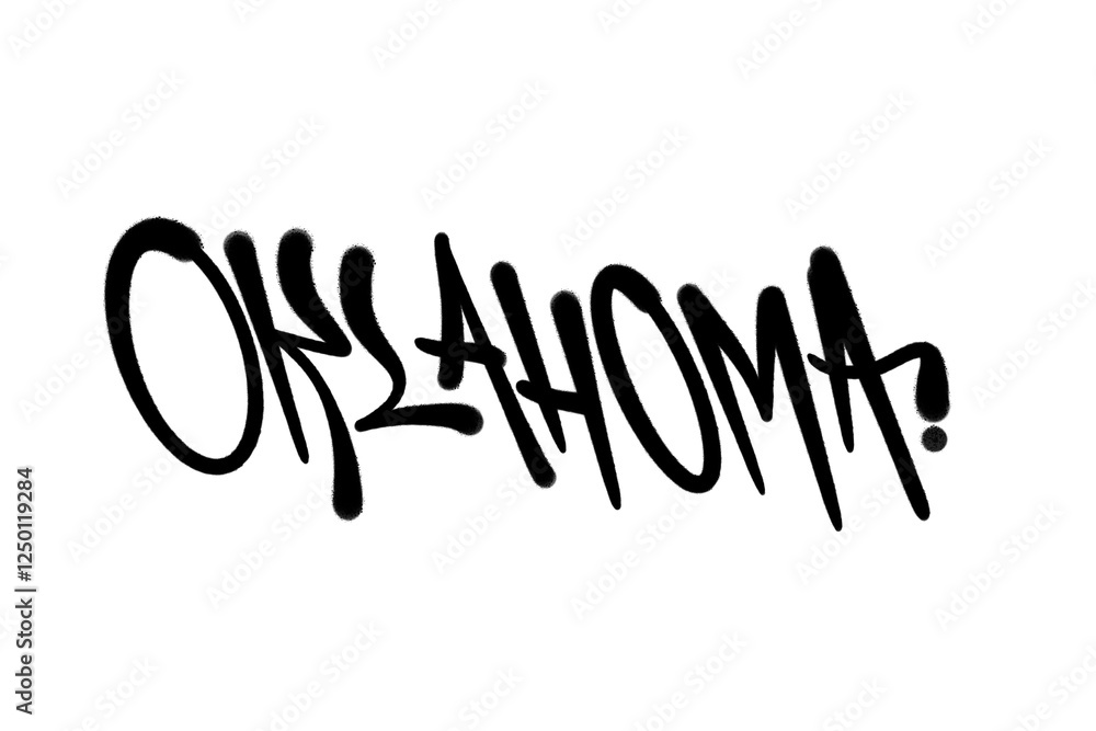OKLAHOMA city name sprayed graffiti letters isolated hand drawn style OKLAHOMA city name sprayed graffiti letters isolated hand drawn style