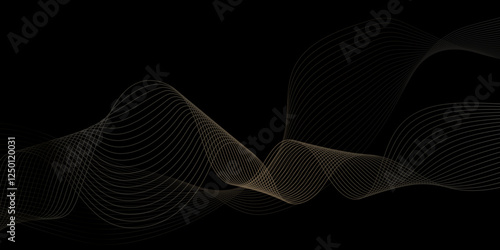 Abstract black background with brown line. Modern template abstract design flowing particles digital frequency track equalizer. abstract wave line for banner, wallpaper background with wave design