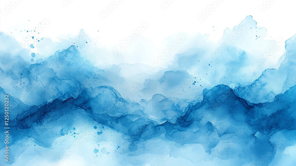 Abstract Blue Watercolor Landscape Painting Texture Background Design art sky image waves ocean Abstract Blue Watercolor Landscape Painting Texture Background Design art sky image waves ocean