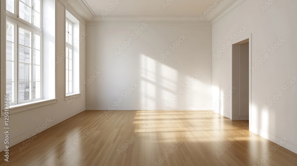 Fototapeta premium Spacious Empty Room with Bright Natural Light and Large Windows : Generative AI