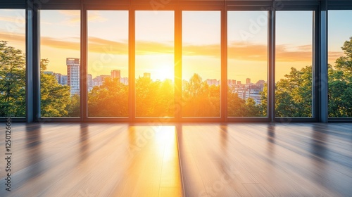 Serene Sunset View from Modern Apartment.