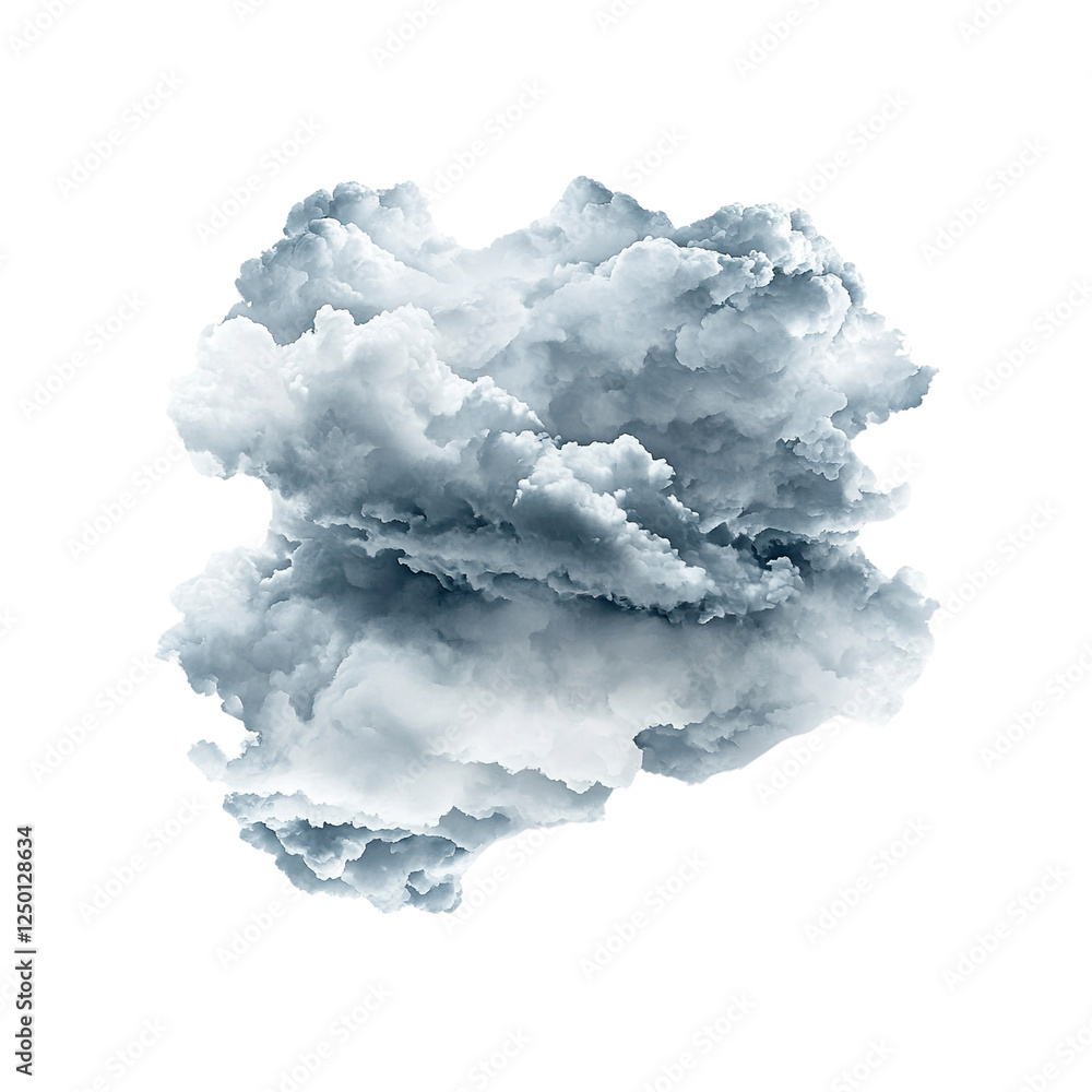 Abstract Cumulus Cloud Formation on on white background - Isolated, Dramatic, Textured Abstract Cumulus Cloud Formation on on white background - Isolated, Dramatic, Textured