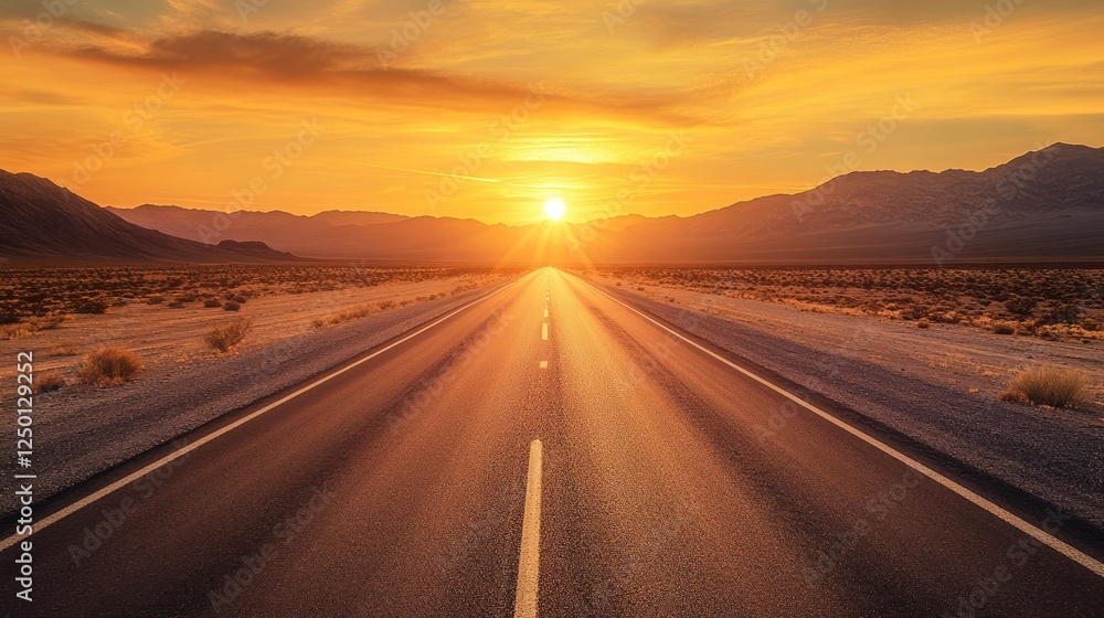 Desert highway sunset; road trip journey (2) Desert highway sunset; road trip journey (2)