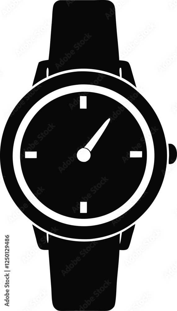 Classic Wristwatch Silhouette, Hand watch silhouette vector Classic Wristwatch Silhouette, Hand watch silhouette vector