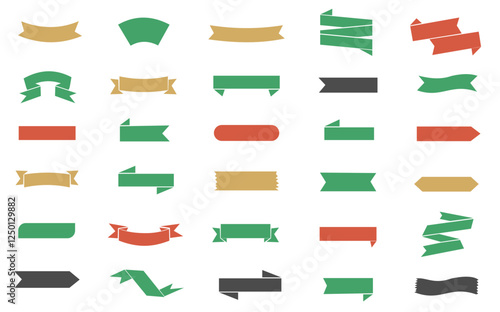 Ribbon icons set, banner vintage collection, element design template vector illustration.