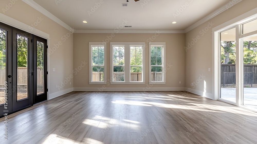 Obraz premium Bright and Spacious Living Room with Large Windows and Natural Light : Generative AI