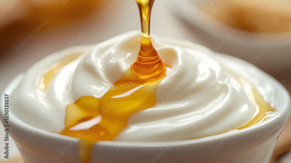 Spoonful of Yogurt with Honey Drizzle Spoonful of Yogurt with Honey Drizzle