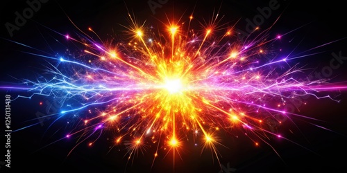 Neon Light Spark Effect on Black Background, neon glow, dark atmosphere,  neon glow