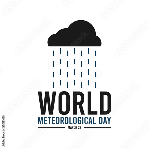 World meteorological day. March 23. Rainy weather icon on white background. Poster or banner.