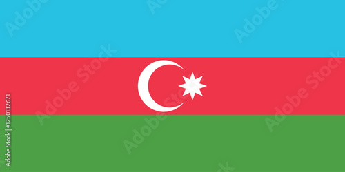 Azerbaijan flag. The official ratio. Flag icon. Standard color. Standard size. A rectangular flag. Computer illustration. Digital illustration. Vector illustration.