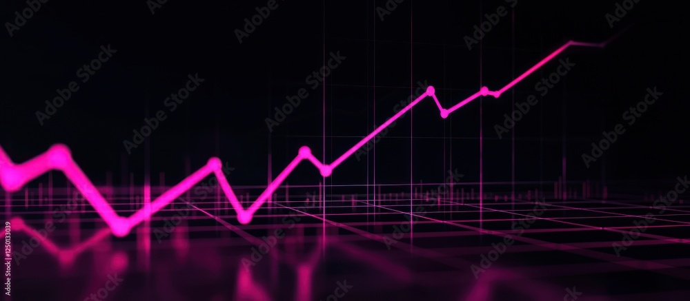 Naklejka premium Sleek line chart with neon pink accents, glowing minimalistic grid,