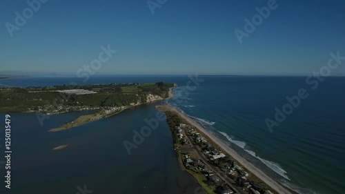 Wallpaper Mural Beautiful aerial view of Pukehina Beach with a mix of ocean and lush landscape Torontodigital.ca