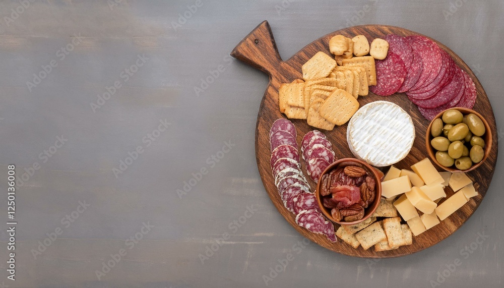 Gourmet cheese and meat platter on a rustic wooden board. Gourmet cheese and meat platter on a rustic wooden board.