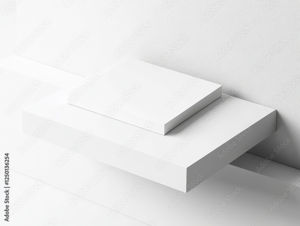 Minimalist White Box Mockup on Platform. Minimalist White Box Mockup on Platform.