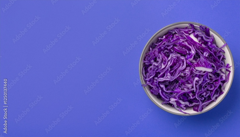 Vibrant red cabbage in a bowl on a purple background. Vibrant red cabbage in a bowl on a purple background.