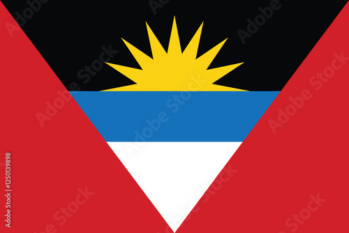 Antigua and Barbuda flag official colors and proportion digital vector illustration