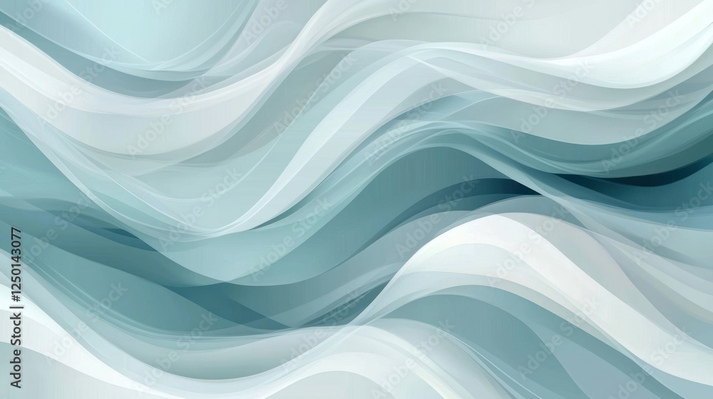 Obraz premium Abstract Teal and White Wave Pattern: A Serene Digital Artwork