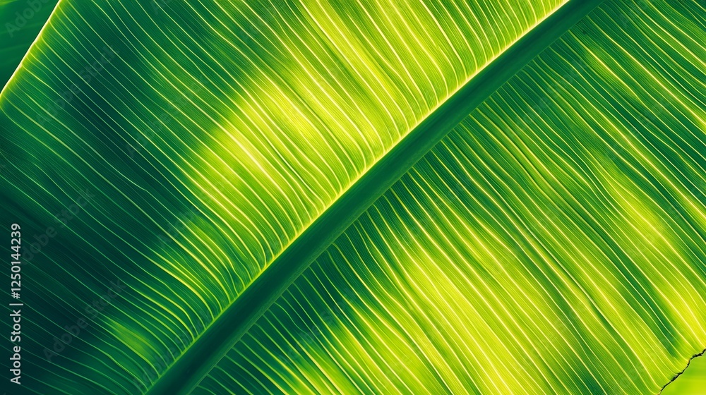 Obraz premium Vibrant Green Banana Leaf Texture Pattern