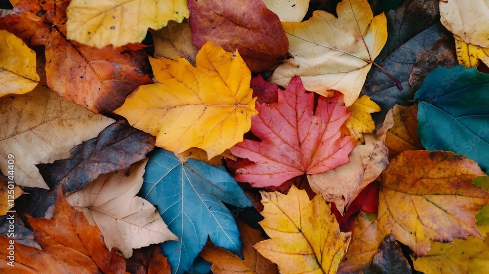 Colorful Autumn Leaves in Various Shades of Red Orange and Yellow on Ground Displaying Seasonal Beauty : Generative AI Colorful Autumn Leaves in Various Shades of Red Orange and Yellow on Ground Displaying Seasonal Beauty : Generative AI
