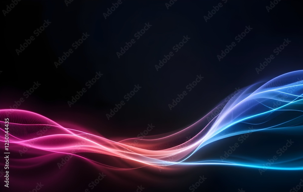 Fototapeta premium Futuristic Abstract Neon Light Waves – Vibrant Blue and Pink Glowing Lines on a Dark Background with Smooth Digital Flow