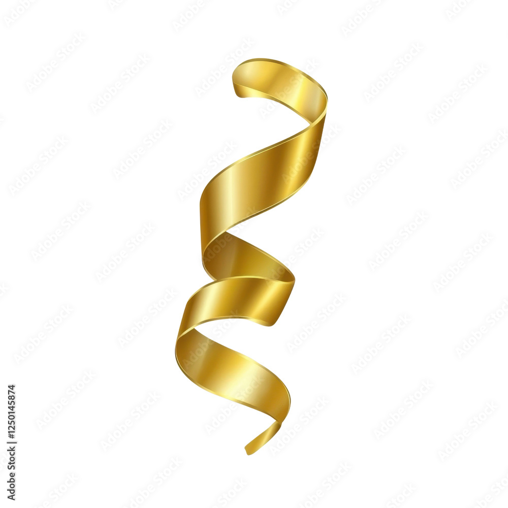 Golden Spiral Ribbon Twisting Elegantly on a Transparent Background Golden Spiral Ribbon Twisting Elegantly on a Transparent Background