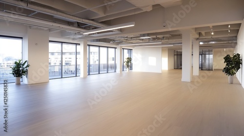 Wallpaper Mural Modern spacious office interior with large windows showcasing natural light and minimalistic design : Generative AI Torontodigital.ca