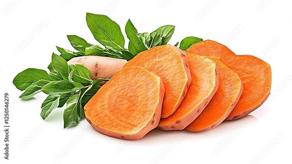 Sliced Sweet Potatoes with Fresh Herbs: Vibrant Food Photography AI Generated Sliced Sweet Potatoes with Fresh Herbs: Vibrant Food Photography AI Generated