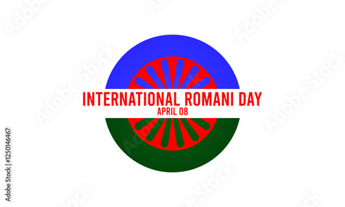 Vector illustration of International Romani Day design on white background. April 08. Flat design vector illustration. Romani flag. Poster or banner.