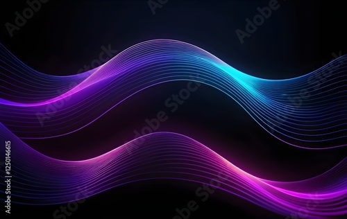 Futuristic Abstract Neon Light Waves – Vibrant Blue and Pink Glowing Lines on a Dark Background with Smooth Digital Flow