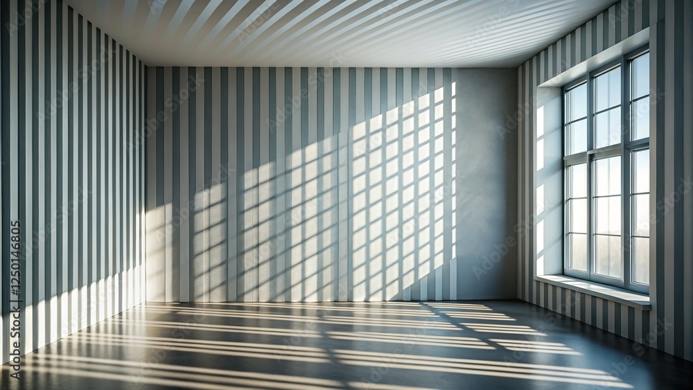 Obraz premium Abstract Monochrome Architecture: Long Exposure Shadow Play on White Wall