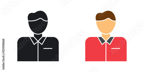 Man icons set vectors black and colored style