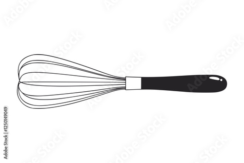 Line art of a whisk on white