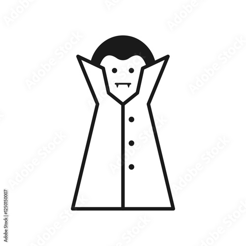 Cute dracula character line icon on white background.