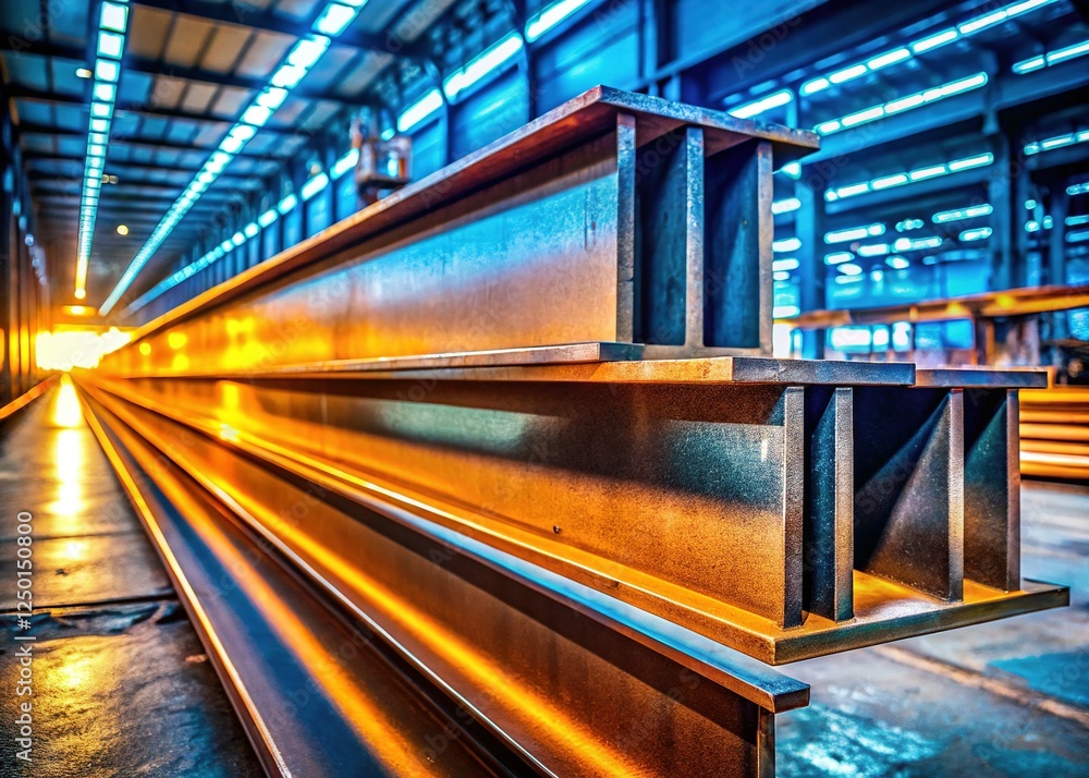 Fototapeta premium Industrial Strength: Close-up of a 3D Rendered Steel Metal Beam