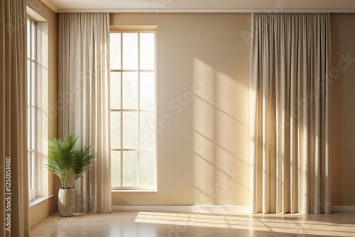 Wallpaper Mural Minimalist Beige Background with Window Curtain Shadows for Product Photography Torontodigital.ca