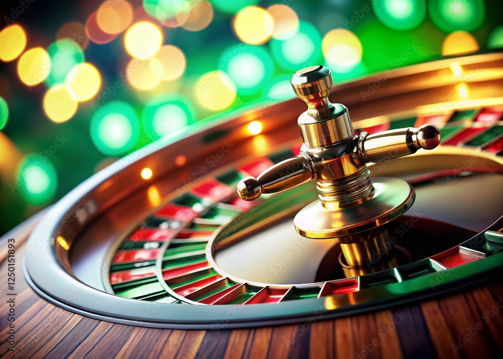 Casino Roulette Wheel Close Up: Green Felt, Spinning Ball, Gambling Luck Casino Roulette Wheel Close Up: Green Felt, Spinning Ball, Gambling Luck
