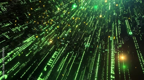 Digital Rain: A Glimmering Green Data Stream