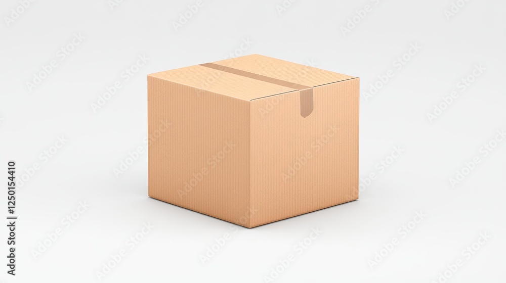 Plain cardboard box placed on a minimalistic white surface, suggesting packaging and shipping use Plain cardboard box placed on a minimalistic white surface, suggesting packaging and shipping use