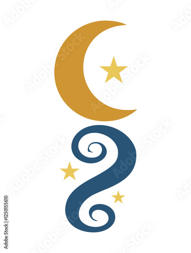 Free Download Crescent moon and stars design. - GFXLoad