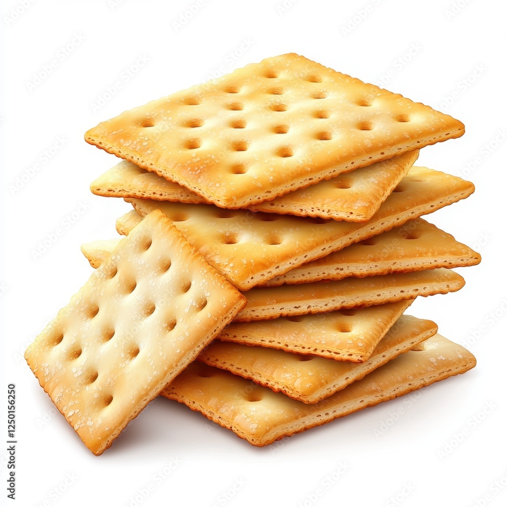 Stack of Crispy Golden Crackers, Ready to Eat. Stack of Crispy Golden Crackers, Ready to Eat.