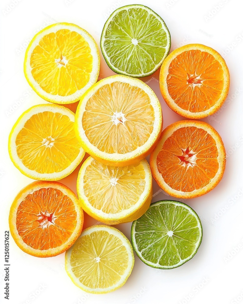 Vibrant arrangement of citrus slices including orange lemon and lime showcasing bright colors and juicy textures for fresh design concepts Vibrant arrangement of citrus slices including orange lemon and lime showcasing bright colors and juicy textures for fresh design concepts