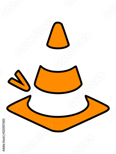 Broken traffic cone illustration.