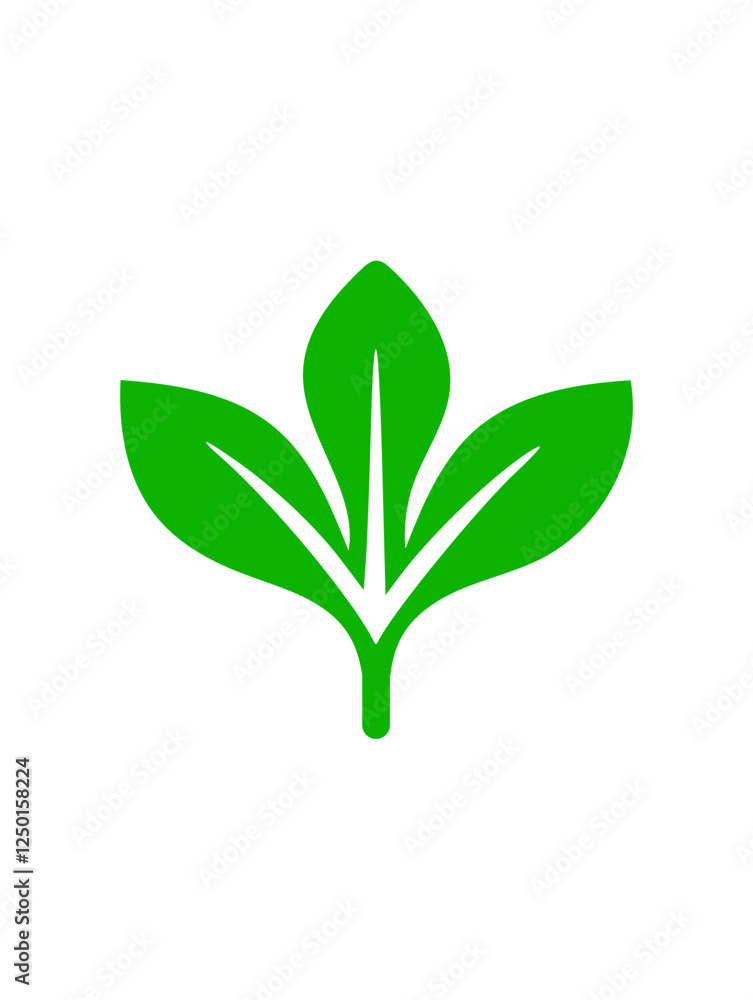 Three vibrant green leaves, nature's symbol. Three vibrant green leaves, nature's symbol.